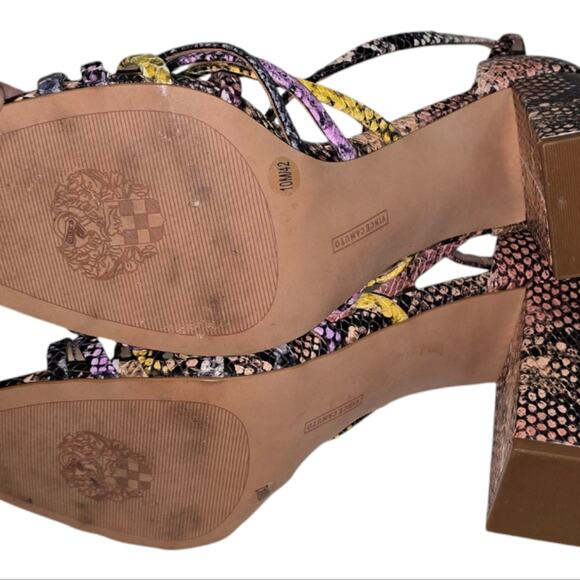 Vince‎ Camuto WINIVEY SANDAL Heels Snake Print Multicolor Straps Square Toe 10 - Picture 11 of 15